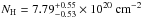 \hbox{$N_{\rm H}=7.79^{+0.55}_{-0.53}\times10^{20}~\rm cm^{-2}$}