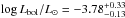 \hbox{$\log{L_{\rm bol}/L_{\odot}}= -3.78^{+0.33}_{-0.13}$}