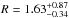 \hbox{$R= 1.63^{+0.87}_{-0.34}$}