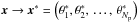 \hbox{$\vec{x}\rightarrow \vec{x}^{*}=\left(\theta_{1}^{*}, \theta_{2}^{*}, \,\ldots, \,\theta_{N_{\mathrm{p}}}^{*}\right)$}