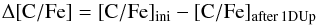 \begin{equation} \Delta \rm [C/Fe] = [C/Fe]_{\rm ini} - [C/Fe]_{\mathrm{after \, 1DUp}} \end{equation}