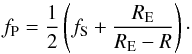 \appendix \setcounter{section}{2} \begin{equation} f_{\rm P} = \frac{1}{2} \left(f_{\rm S} + \frac{R_{\rm E}}{R_{\rm E} - R}\right)\cdot \label{planeparallel} \end{equation}