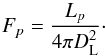\begin{equation} F_p=\frac{L_p}{4\pi D_{\rm L}^2}\cdot \end{equation}