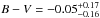 \hbox{$B-V=-0.05^{+0.17}_{-0.16}$}