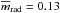 \hbox{$\overline{m}_{\rm{rad}} = 0.13$}