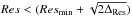 \hbox{$Res < ( Res_\mathrm{min} + \sqrt{2 \Delta_\mathrm{Res}} ) $}