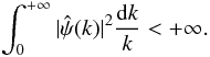 \begin{eqnarray} \int_0^{+\infty} |\hat{\psi}(k)|^2 \frac{\rmd k}{k} < +\infty. \end{eqnarray}