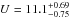 \hbox{$U = 11.1^{+0.69}_{-0.75}$}