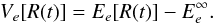 \begin{equation} V_{e}[R(t)] = E_{e}[R(t)] -E_{e}^{\infty}. \end{equation}