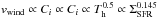 \hbox{$v_{\rm wind}\propto C_i\propto C_i\propto T_{\rm h}^{0.5}\propto \Sigma_{\rm SFR}^{0.145}$}