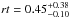 \hbox{${\it rt}=0.45_{-0.10}^{+0.38}$}