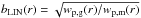\hbox{$b_{\rm LIN}(r)=\sqrt{w_{\rm p,g}(r)/w_{\rm p,m}(r)}$}