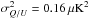 \hbox{$\sigma_{Q/U}^2 = 0.16\,\mu{\rm K}^2$}