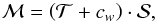 \begin{equation} \mathcal{M}=\left(\mathcal{T}+c_w\right)\cdot\mathcal{S} , \end{equation}