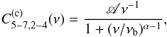\appendix \setcounter{section}{5} \begin{equation} \label{eqe1} C^{(\mathrm{c})}_{5-7,2-4}(\nu)=\frac{\mathscr{A}\nu^{-1}}{1+(\nu/\nu_{\mathrm{b}})^{\alpha-1}}, \end{equation}