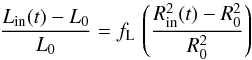 \appendix \setcounter{section}{2} \begin{equation} \frac{L_{\rm in} (t) - L_0}{L_0} = f_{\rm L}\, \left( \frac{R_{\rm in}^2 ( t ) - R_0^2}{R_0^2} \right) \end{equation}