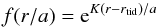 \begin{equation} f(r/a)={\rm e}^{K(r-r_{\rm tid})/a} \end{equation}