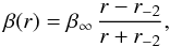 \begin{equation} \br=\beta_{\infty} \, \frac{r-\rs}{r+\rs} , \end{equation}