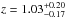\hbox{$z=1.03^{+0.20}_{-0.17}$}