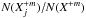 \hbox{$N(X^{+m}_j) / N(X^{+m})$}