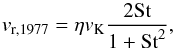 \appendix \setcounter{section}{1} \begin{equation} \label{vr1977} v_{\rm{r},1977} = \eta v_{\rm{K}} \frac{2\rm{St}}{1 + \rm{St}^{2}}, \end{equation}
