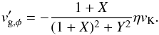 \appendix \setcounter{section}{1} \begin{equation} v^{\prime}_{\rm{g,\phi}} = - \frac{1+X}{(1+X)^2+Y^2} \eta v_{\rm{K}}. \end{equation}