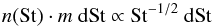 \appendix \setcounter{section}{1} \begin{equation} \label{sizedistr} n({\rm St})\cdot m\ {\rm d}{\rm St} \propto {\rm St}^{-1/2}\ {\rm d}{\rm St} \end{equation}