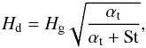 \begin{eqnarray} \label{Hd} H_{\rm{d}} = H_{\rm{g}} \sqrt{\frac{\alpha_{\rm{t}}}{\alpha_{\rm{t}}+{\rm{St}}}}, \end{eqnarray}