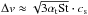 \hbox{$\Delta v \approx \sqrt{3\alpha_{\rm t}{\rm St}}\cdot c_{\rm s}$}
