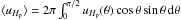 \hbox{$\langle u_{\hp} \rangle=2\pi\int_0^{\pi/2}u_{\hp}(\theta)\cos\theta \sin\theta\,\de\theta$}