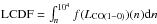 \hbox{${\rm LCDF} = \int_n^{10^{4}} f(L_{{\rm CO}(1{-}0)})(n) {\rm d} n$}