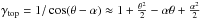 \hbox{$\gamma_{\ml{top}}=1/\cos(\theta-\alpha) \approx 1+\frac{\theta^2}{2}-\alpha\theta+\frac{\alpha^2}{2}$}