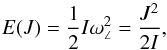 \begin{equation} E(J) = \frac{1}{2}I\omega_{\angle}^2=\frac{J^2}{2I}, \end{equation}