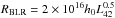 \hbox{$R_{\rm BLR}=2\times10^{16}h_0L_{42}^{0.5}$}