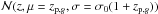 \hbox{$\mathcal{N}(z,\mu=z_{{\rm p},g},\sigma=\sigma_0(1+z_{{\rm p},g}))$}