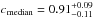 \hbox{${{c}}_{\rm median}={0.91^{+0.09}_{-0.11}}$}