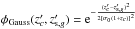 \hbox{$\phi_{\rm Gauss}(z_c',z_{{\rm s},g}')={\rm e}^{-\frac{(z_c'-z_{{\rm s},g}')^2}{2[\sigma_0(1+z_c)]^2}}$}