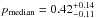 \hbox{${{p}}_{\rm median}={0.42^{+0.14}_{-0.11}}$}