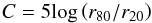 \begin{equation} C=5 { \log } \left( r_{80}/r_{20} \right) \end{equation}