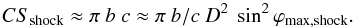 \begin{equation} \label{eq_CS_S} CS_{\rm shock} \approx \pi ~b~c \approx \pi ~b/c ~D^2 ~\sin ^2{\phimaxsh} . \end{equation}