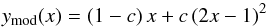 \appendix \setcounter{section}{1} \begin{equation} y_{\rm mod}(x) = (1 - c) \, x + c \, (2 x - 1)^2 \label{eq_y(x)} \end{equation}