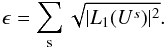 \begin{equation} \epsilon = \sum_{\rm s}\sqrt{\lvert L_1({U}^s)\rvert^2}. \label{eq:linwav_epsiln} \end{equation}
