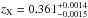 \hbox{$z_{\rm X}=0.361_{-0.0015}^{+0.0014}$}