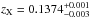 \hbox{$z_{\rm X} = 0.1374_{-0.003}^{+0.001}$}