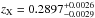 \hbox{$z_{\rm X}=0.2897_{-0.0029}^{+0.0026}$}
