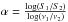 \hbox{$\alpha = {\log(S_1/S_2)\over \log(\nu_1/\nu_2)}$}