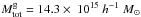 \hbox{$M^{\mathrm{g}}_{\mathrm{tot}} = 14.3\times~10^{15}~h^{-1}~M_\odot$}