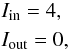 \begin{equation} \begin{aligned} &I_{\text{in}} = 4,\\ &I_{\text{out}} = 0, \end{aligned} \end{equation}
