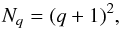 \begin{equation} N_q = (q+1)^2 , \end{equation}