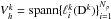 \hbox{$V_h^k = {\rm spann}\lbrace \ell_i^k({\rm D}^k) \rbrace_{i=1}^{N_p}$}
